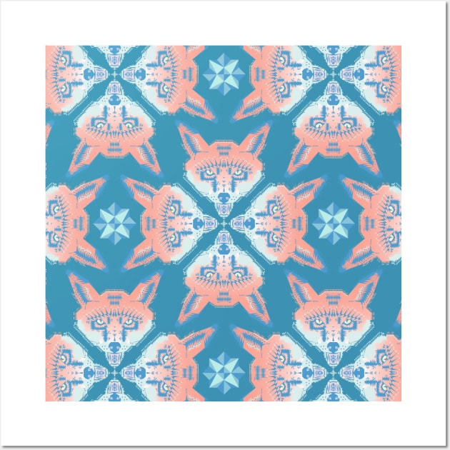 Pastel Fox Pattern Wall Art by chobopop